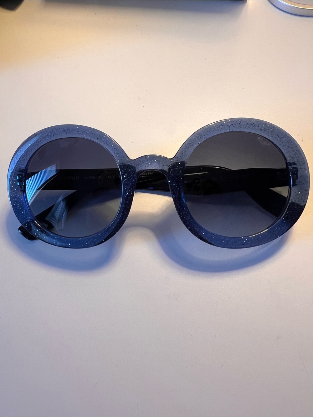 Miu Miu Round Glitter Frame Sunglasses - Navy Blue